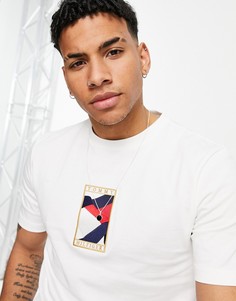 Белая футболка с вышитым фирменным логотипом-флагом на груди Tommy Hilfiger-Белый