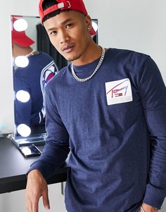 Темно-синий лонгслив с баскетбольным принтом с логотипом на спине Jeans Tommy