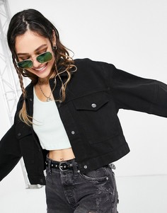 Черная куртка из органического хлопка с большими карманами Bershka-Черный цвет