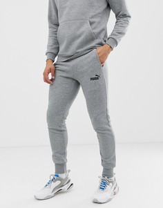 Серые узкие джоггеры с маленьким логотипом Puma Essentials-Серый