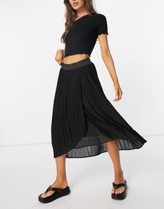Черная плиссированная юбка миди Vila-Черный цвет
