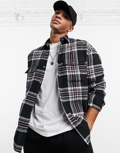 Фланелевая oversized-рубашка с начесом в стиле 90-х в крупную клетку тартан ASOS DESIGN-Черный