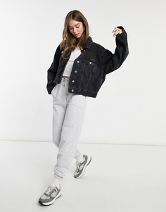 Черная выбеленная куртка из органического денима в стиле 90-х ASOS DESIGN-Черный
