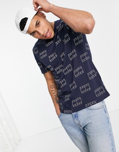 Футболка со сплошным принтом логотипа Tommy Jeans-Темно-синий