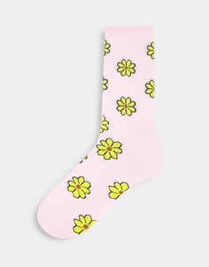 Розовые носки до щиколотки с цветочным принтом ASOS DESIGN-Розовый цвет