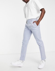 Голубые льняные брюки River Island-Голубой