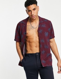 Бордовая рубашка с короткими рукавами и цветочным принтом New Look-Красный