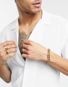 Золотистый массивный браслет толщиной 13 мм из нержавеющей стали ASOS DESIGN