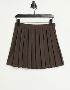 Теннисная юбка шоколадного цвета ASOS DESIGN-Коричневый цвет