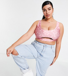 Облегающий спортивный кроп-топ с принтом и логотипом Flounce London Sports Curve-Многоцветный