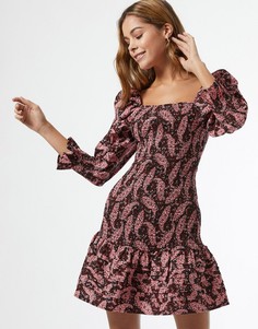Присборенное платье мини с узором пейсли Miss Selfridge-Черный цвет