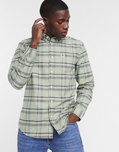 Светло-зеленая клетчатая рубашка на пуговицах с воротником Fred Perry-Голубой