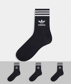 Набор из 3 пар черных носков до щиколотки с фирменным трилистником adidas Originals adicolor-Черный цвет