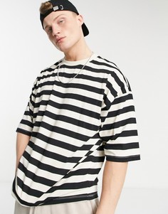 Футболка из органического хлопка в стиле oversized в черную/светло-бежевую полоску ASOS DESIGN-Многоцветный