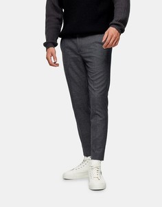 Строгие эластичные джоггеры скинни серого цвета в клетку Topman-Серый
