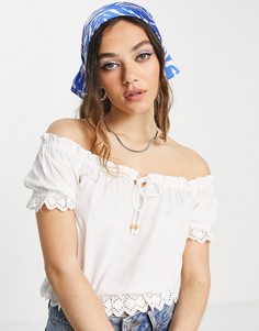 Белая блузка со сборками Bershka-Белый