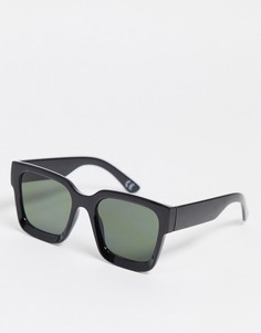 Блестящие черные солнцезащитные очки в массивной квадратной оправе из переработанного материала ASOS DESIGN Recycled-Черный цвет