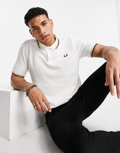 Белая футболка поло с двойным кантом Fred Perry-Белый