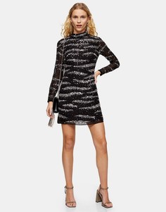 Черное платье мини с отделкой Topshop-Черный цвет