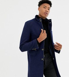 Премиум-пальто с высоким воротником из ткани с добавлением шерсти Harry Brown Tall-Темно-синий