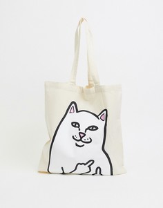 Cумка-тоут кремового цвета с котом Лордом Нермалом RIPNDIP-Белый