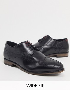 Черные кожаные дерби для широкой стопы River Island Wide Fit-Черный