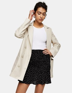 Черно-белая присборенная мини-юбка Topshop-Черный цвет