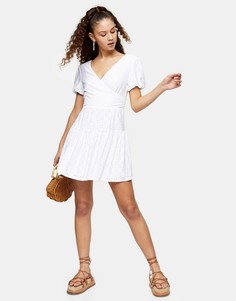 Белое ажурное платье с запахом Topshop-Белый