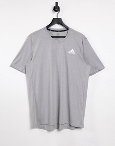 Серая меланжевая футболка с логотипом adidas Training-Зеленый цвет