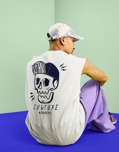 Сиреневая oversized-майка из органического хлопка с принтом с черепом на спине ASOS DESIGN-Фиолетовый цвет