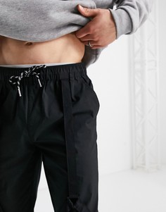 Узкие брюки с поясом на резинке и декоративными ремешками ASOS DESIGN-Черный цвет