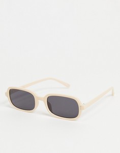 Бежевые солнцезащитные очки в квадратной оправе с черными линзами ASOS DESIGN-Коричневый цвет