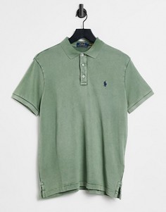 Зеленая махровая футболка-поло с логотипом Polo Ralph Lauren-Зеленый цвет