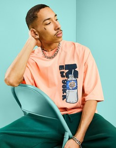Персиковая oversized-футболка с принтом "New York" ASOS DESIGN-Оранжевый цвет