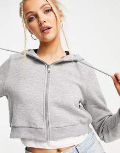 Серый худи на молнии спереди Monki Joanna