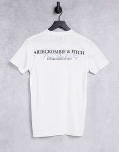 Белая футболка с градиентным принтом логотипа на спине Abercrombie & Fitch-Белый