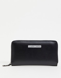 Черный кошелек с застежкой-молнией и логотипом Claudia Canova-Черный цвет