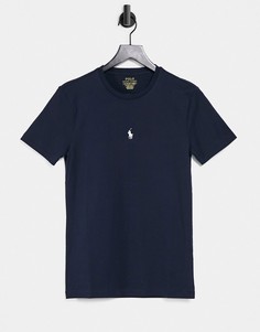 Темно-синяя футболка с логотипом в виде игрока поло в центре Polo Ralph Lauren-Темно-синий