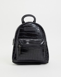 Черный мини рюкзак из искусственной кожи под крокодила Claudia Canova-Черный цвет