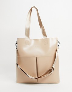 Серо-коричневая сумка-тоут с ремешком на плечо и двумя карманами Claudia Canova-Нейтральный