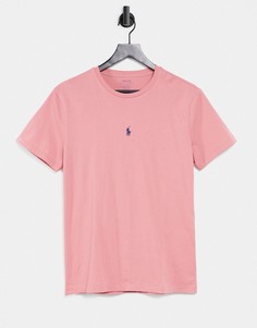 Футболка цвета пустынной розы с фирменной эмблемой игрока Polo Ralph Lauren-Розовый цвет
