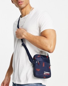 Темно-синяя сумка для полетов со сплошным принтом логотипов Tommy Jeans-Темно-синий