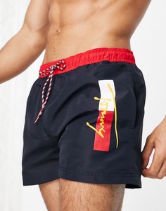 Темно-синие шорты для плавания с логотипом сбоку Tommy Hilfiger-Темно-синий