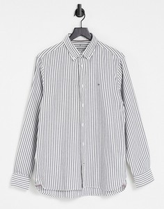 Оксфордская рубашка классического кроя в полоску темно-синего/белого цвета с логотипом Tommy Hilfiger-Темно-синий