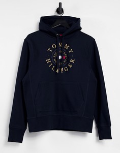 Темно-синий худи с вышитым логотипом Tommy Hilfiger