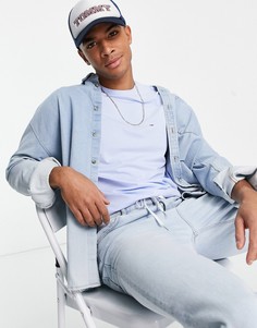 Светло-голубая узкая футболка с логотипом Tommy Hilfiger-Голубой