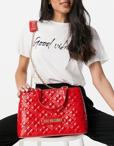 Красная стеганая сумка-тоут с ремешком через плечо Love Moschino-Красный