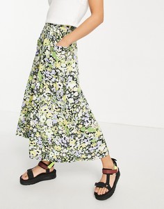 Юбка миди с карманами и цветочным принтом ASOS DESIGN-Многоцветный