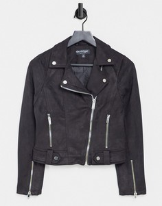 Черная куртка из искусственной замши Miss Selfridge-Черный цвет