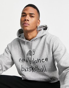 Худи серого цвета с принтом на спине New Balance Basketball-Серый
